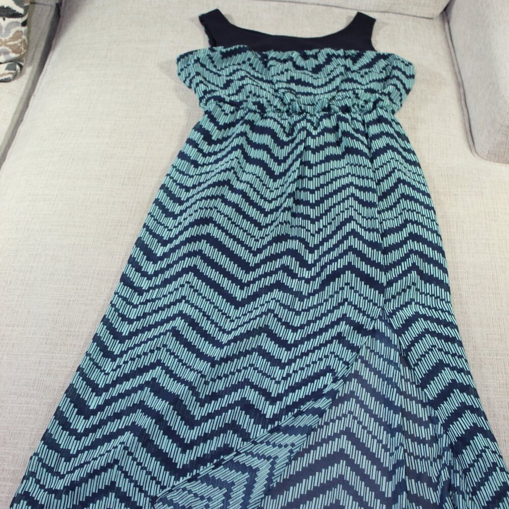 NWOT Enfocus Studio Blue and Aqua Patterned Maxi Dress